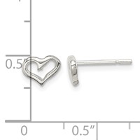Sterling Silver Polished Open Heart Petite Post Earrings view 4