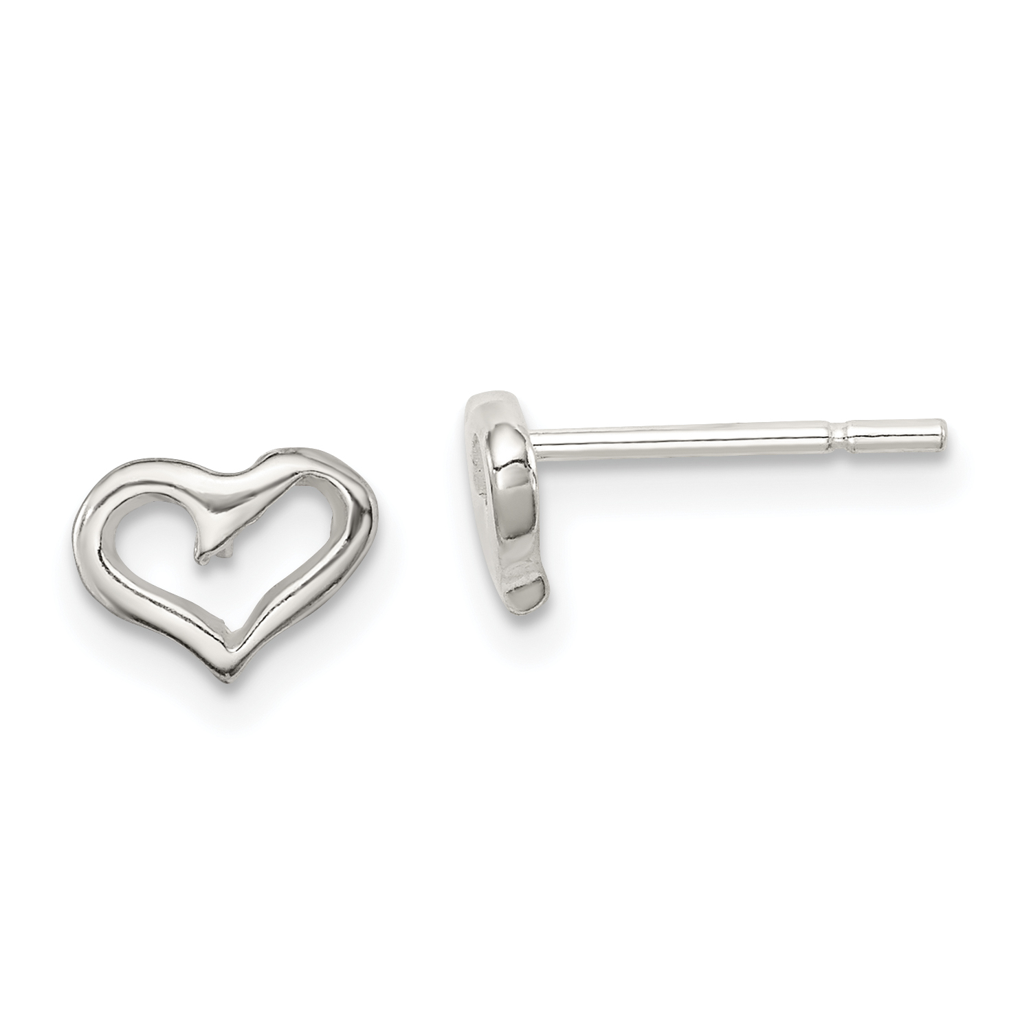 Sterling Silver Polished Open Heart Children's Post Earrings (QE8622)