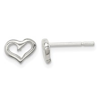 Sterling Silver Polished Open Heart Petite Post Earrings view 1
