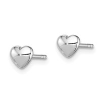 Sterling Silver Rhodium-plated Polished Heart Petite Post Earrings view 2