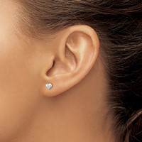 Sterling Silver Rhodium-plated Polished Heart Petite Post Earrings view 3