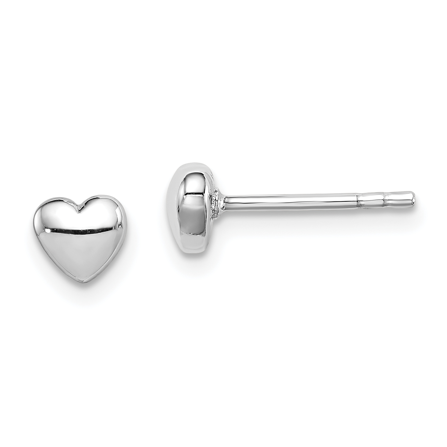 Sterling Silver Rhodium-plated Polished Heart Post Earrings (QE8627)