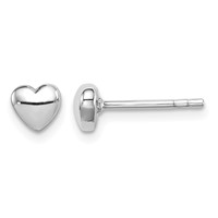 Sterling Silver Rhodium-plated Polished Heart Petite Post Earrings view 1