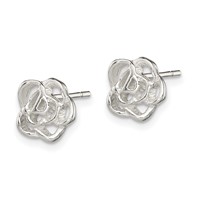 Sterling Silver Polished Flower Post Earrings view 2
