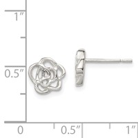 Sterling Silver Polished Flower Post Earrings view 4
