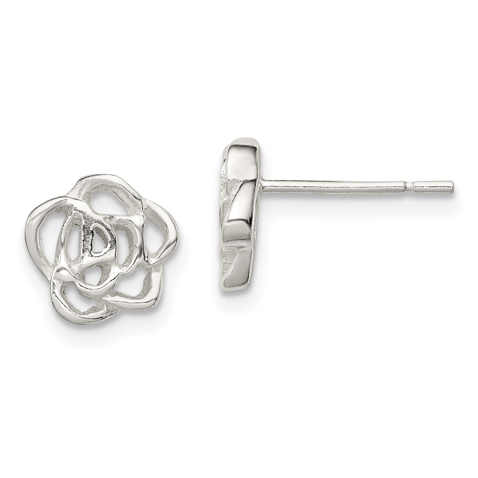 Sterling Silver Polished Flower Post Earrings (QE8630)