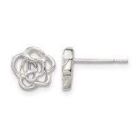 Sterling Silver Polished Flower Post Earrings view 1