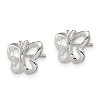 Sterling Silver Polished Butterfly Post Earrings view 2