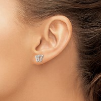 Sterling Silver Polished Butterfly Post Earrings view 3