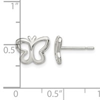Sterling Silver Polished Butterfly Post Earrings view 4