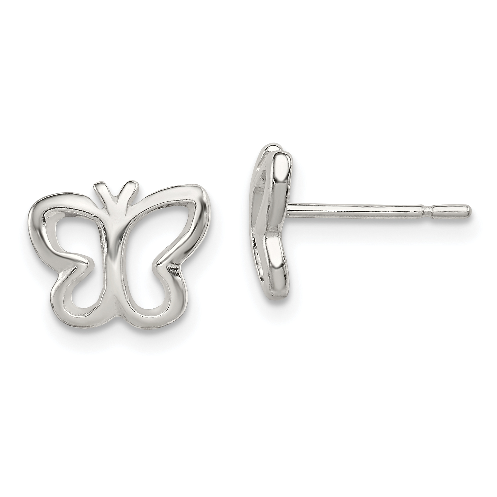Sterling Silver Polished Butterfly Children's Post Earrings (QE8635)