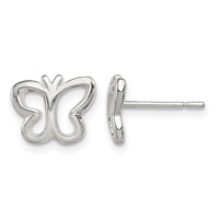Sterling Silver Polished Butterfly Post Earrings view 1