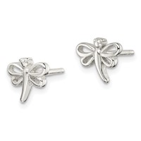 Sterling Silver Polished Dragonfly Petite Post Earrings view 2