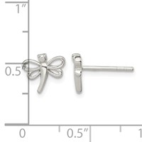 Sterling Silver Polished Dragonfly Petite Post Earrings view 4