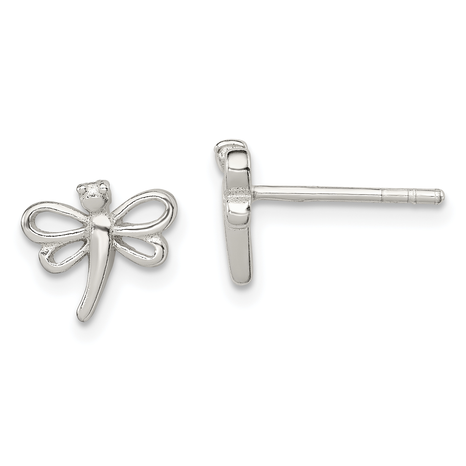 Sterling Silver Polished Dragonfly Children's Post Earrings (QE8638)