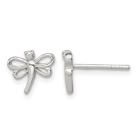 Sterling Silver Polished Dragonfly Petite Post Earrings view 1