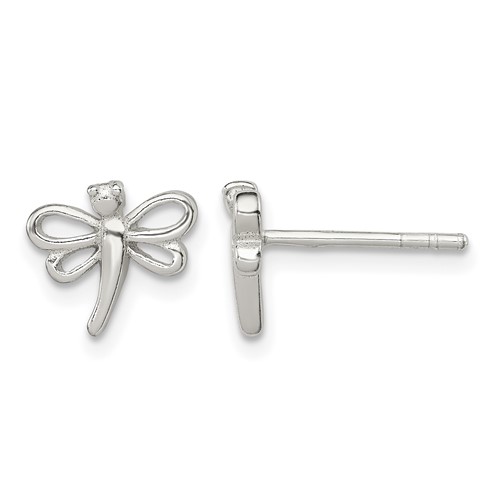 Sterling Silver Polished Dragonfly Petite Post Earrings