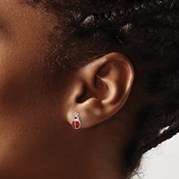 Sterling Silver Polished Red Black Enameled Ladybug Post Earrings view 3