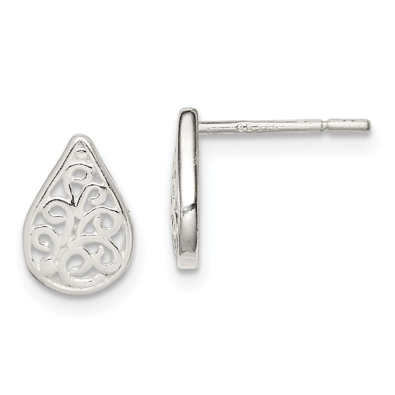 Sterling Silver Filigree Post Earrings (QE8652)