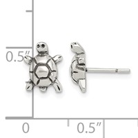 Sterling Silver Polished & Antiqued Turtle Post Earrings view 4