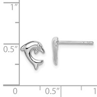 Sterling Silver Rhodium-plated Polished Dolphin Post Earrings view 4