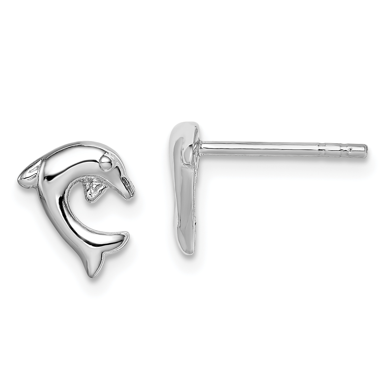 Sterling Silver Rhodium-plated Polished Dolphin Post Earrings (QE8668)