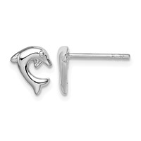 Sterling Silver Rhodium-plated Polished Dolphin Post Earrings view 1