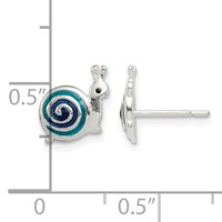 Sterling Silver Polished Blue & Black Enameled Snail Post Earrings view 4