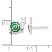 Sterling Silver Polished Green & Black Enameled Snail Post Earrings view 4