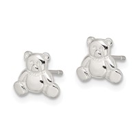 Sterling Silver Polished Teddy Bear Post Earrings view 2