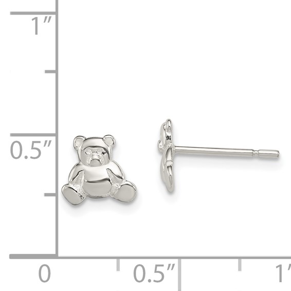 Sterling Silver Polished Teddy Bear Children's Post Earrings