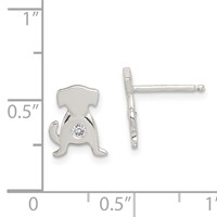 Sterling Silver Polished CZ Dog Post Earrings view 4