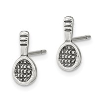 Sterling Silver Antique Tennis Racquet Post Earrings view 2
