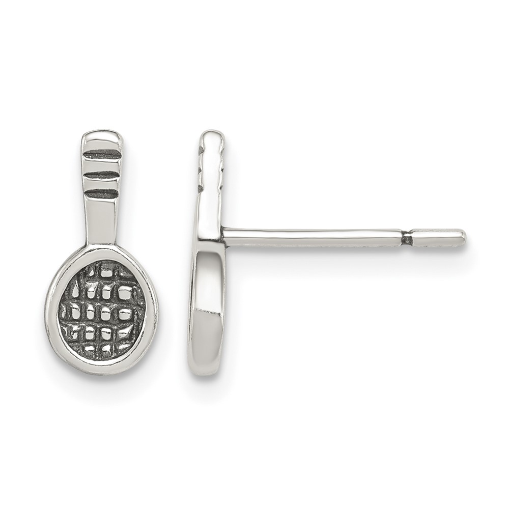 Sterling Silver Antique Tennis Racquet Post Earrings