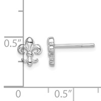Sterling Silver Rhodium-plated Polished Fleur De Lis Post Earrings view 4