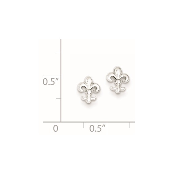 Sterling Silver Rhodium-plated Polished Fleur de Lis Post Earrings