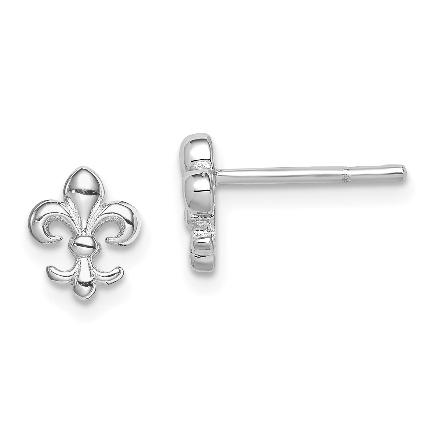 Sterling Silver Rhodium-plated Polished Fleur de Lis Post Earrings (QE8682)