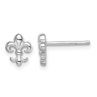 Sterling Silver Rhodium-plated Polished Fleur De Lis Post Earrings view 1