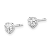 Sterling Silver Rhodium-plated CZ Heart Post Earrings view 2