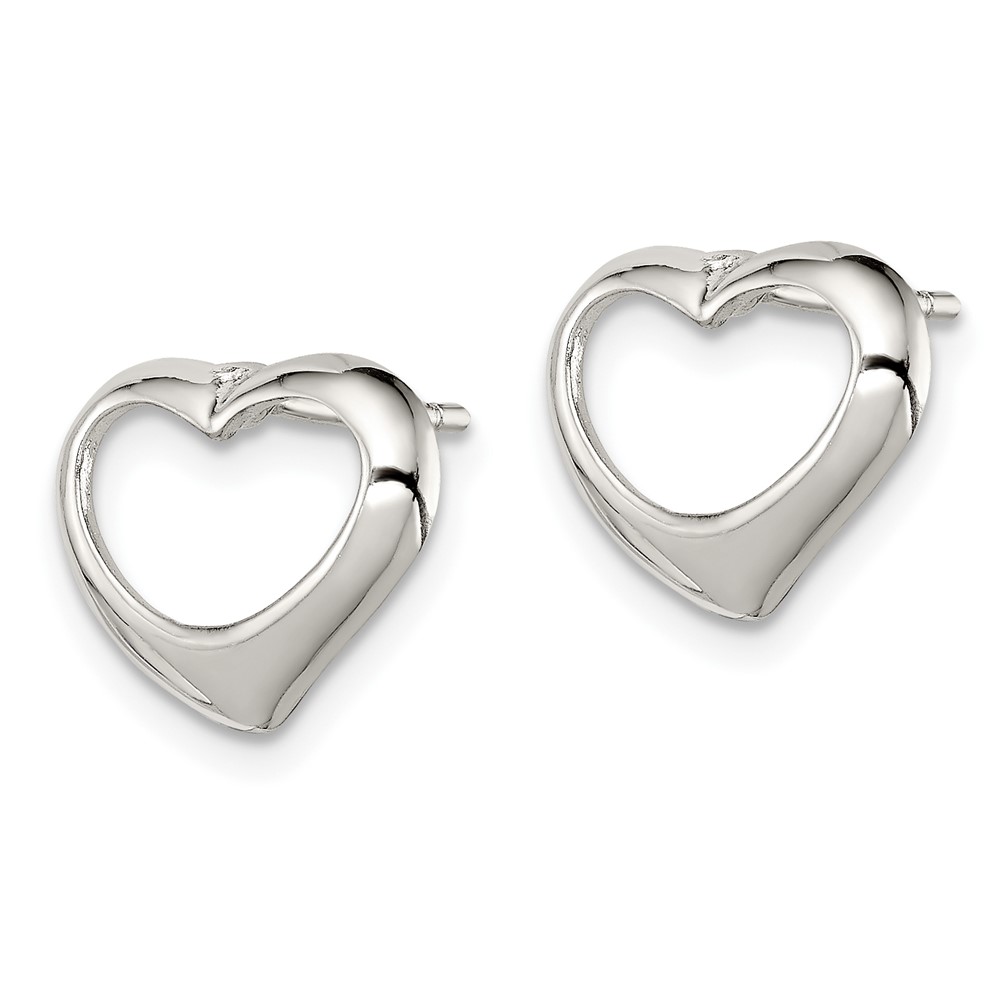 Sterling Silver Rhodium-plated Heart Post Earrings (QE8697)