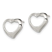 Sterling Silver Rhodium-plated Heart Post Earrings view 2