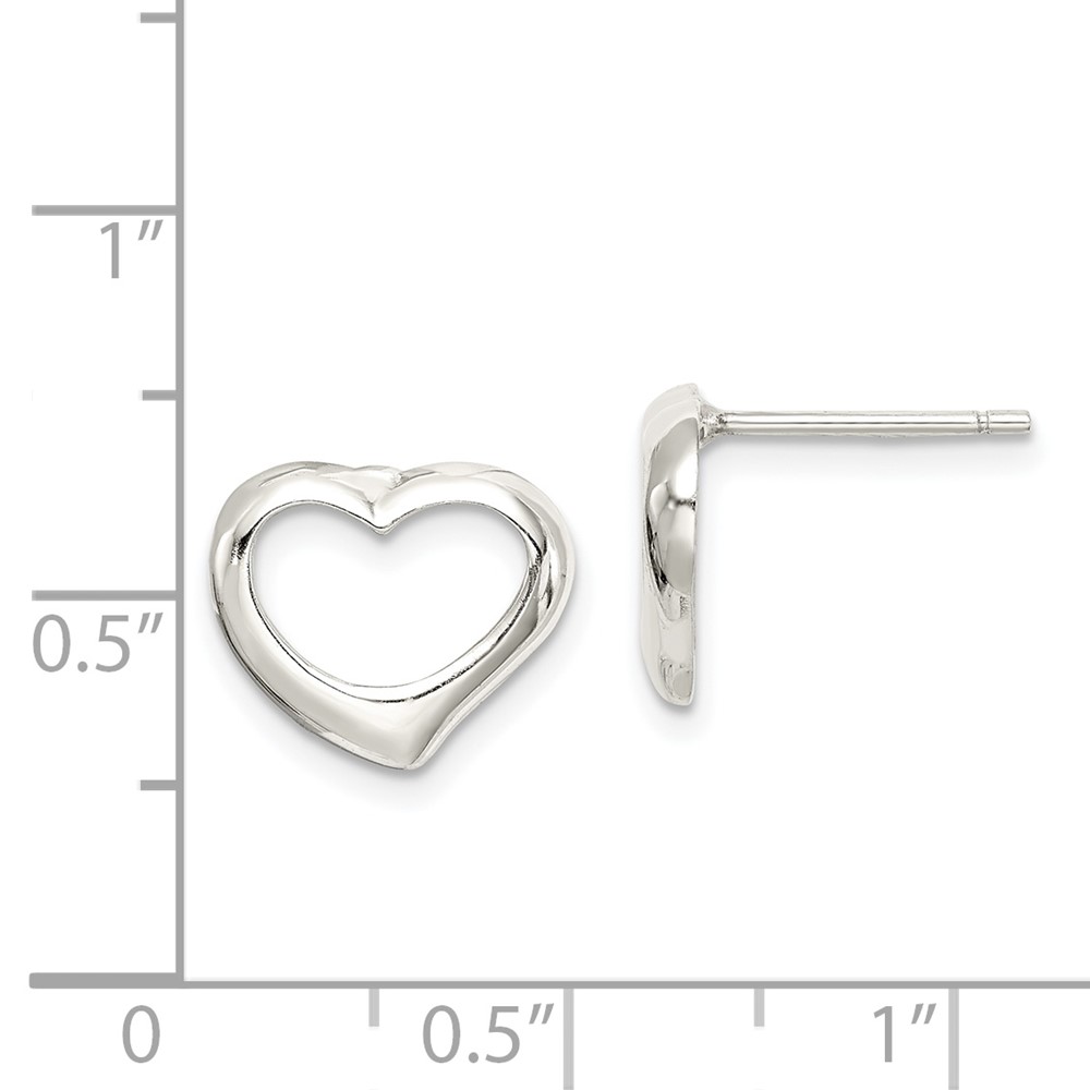 Sterling Silver Rhodium-plated Heart Post Earrings (QE8697)