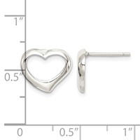 Sterling Silver Rhodium-plated Heart Post Earrings view 4