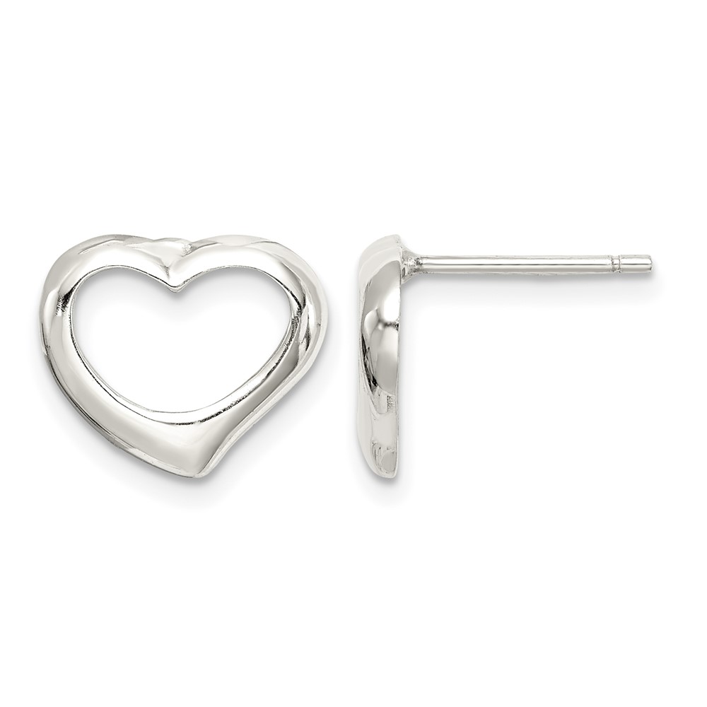 Sterling Silver Rhodium-plated Heart Post Earrings (QE8697)