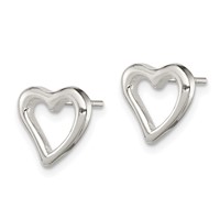 Sterling Silver Heart Post Earrings view 2