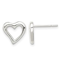 Sterling Silver Heart Post Earrings view 1