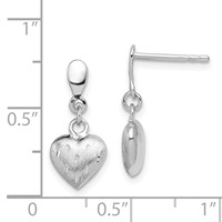 Sterling Silver Rhodium Plated 3-D Scratch Heart Post Earrings view 4
