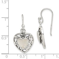 Sterling Silver Antiqued Mother of Pearl Heart Dangle Earrings view 4