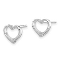 Sterling Silver Rhodium Plated Open Heart Post Earrings view 2