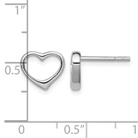 Sterling Silver Rhodium Plated Open Heart Post Earrings view 4